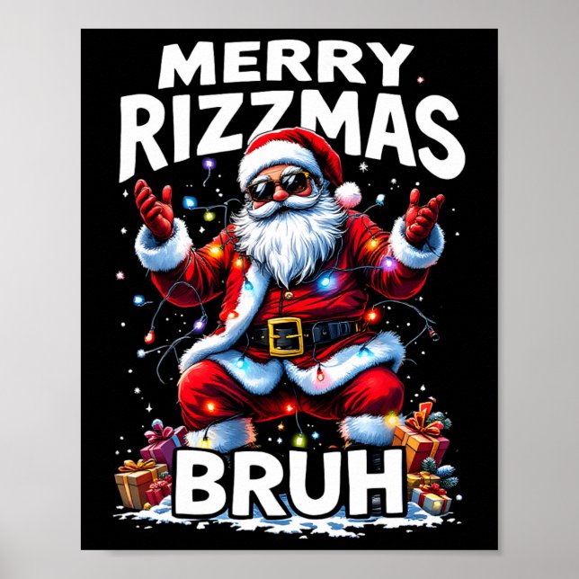 Poster Rizz The Season Bruh Feliz Rizzmas Bruh Papais noe (Frente)