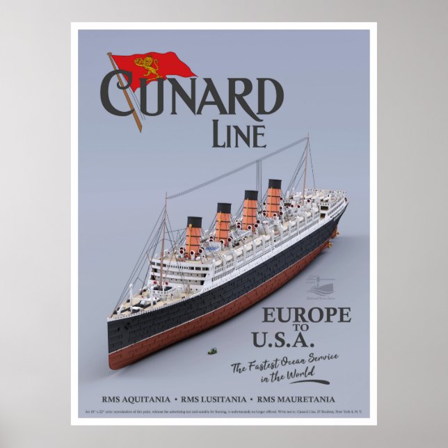 Poster RMS Aquitania - Cunard Line (fiktives Plakat) (Frente)