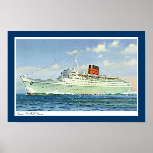 Poster rms Caronia no mar (Frente)