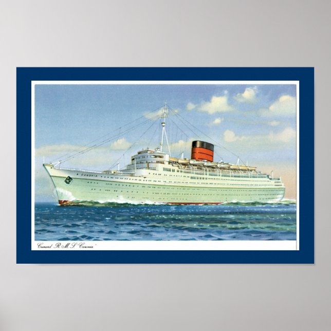 Póster rms Caronia no mar (Frente)