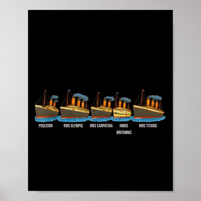Poster Rms Titanic Britannic Poseidon Carpathia Familiar  (Frente)