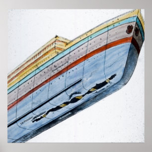 Póster RMS Titanic Iceberg Damages
