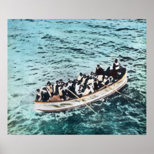 Poster RMS Titanic Lifeboat Vintage Coloração da Mão