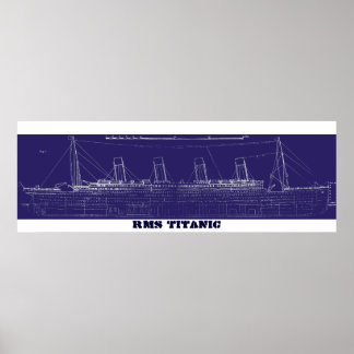 Póster RMS Titanic Original Blueprint, Avançado para Cor