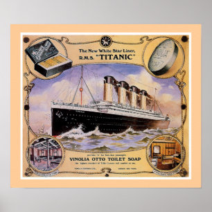 Póster RMS Titanic Vintage Soap Ad (com borda)