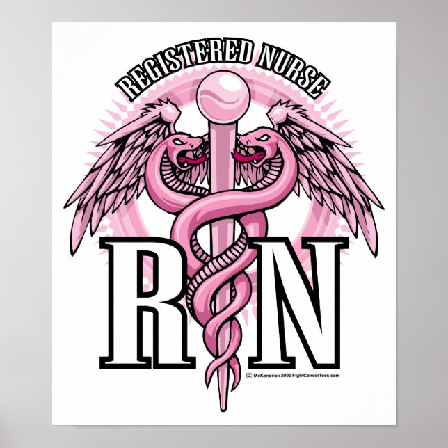Poster RN Caduceus Rosa (Frente)