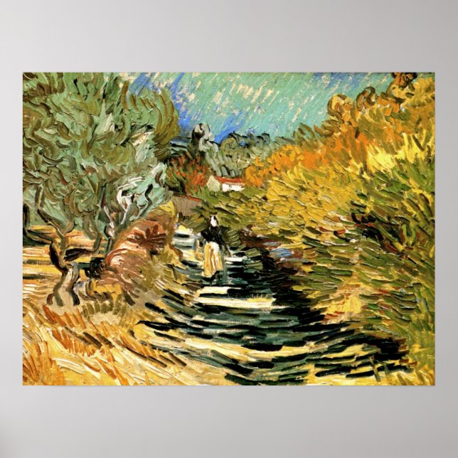 Póster Road at Santo-Remy Female Figure, Vincent van Gogh (Frente)