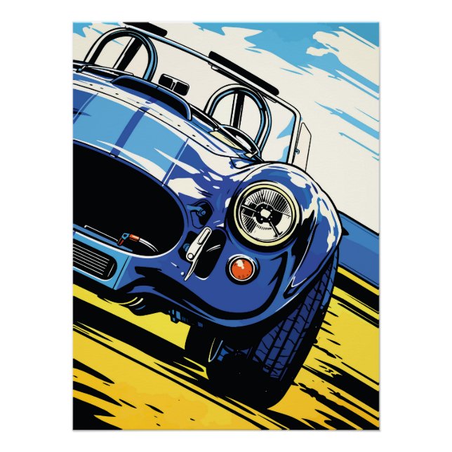 Póster Roadster Azul Dinâmico Pop Art Dash (Frente)
