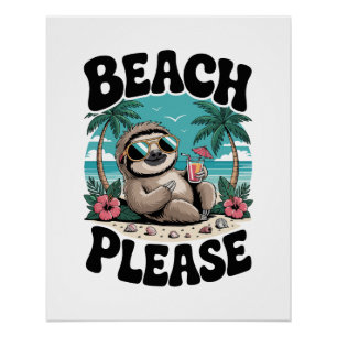 Póster Roatan Honduras Preguiça Verão