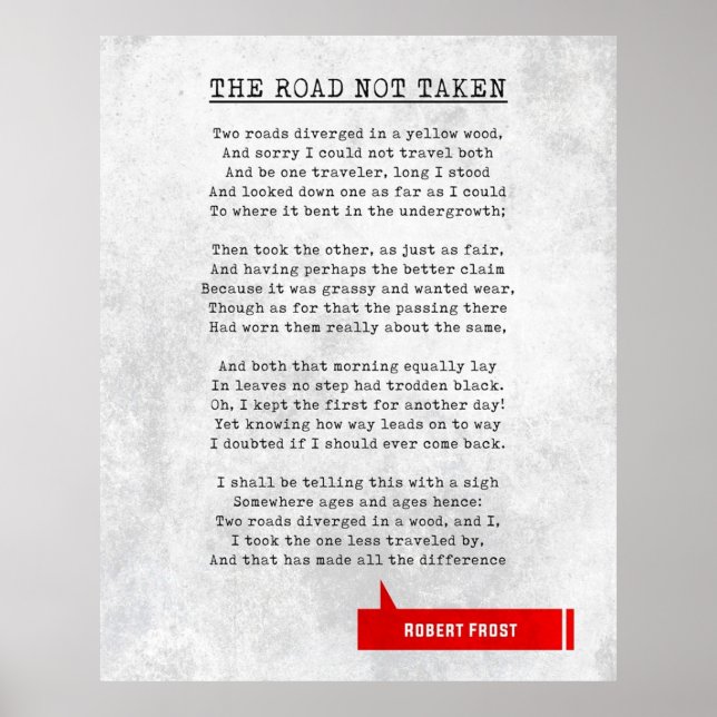 Poster Robert Frost Cita A Estrada Não Levada Literar (Frente)