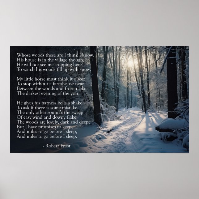 Poster Robert Frost: Parando por Woods numa Noite Neve (Frente)