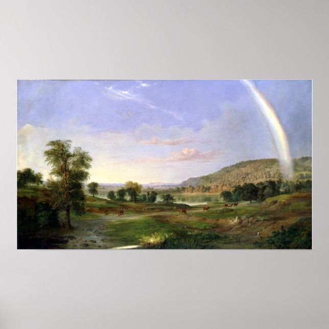 Poster Robert S. Duncanson Paisagem com Arco-Íris (Frente)