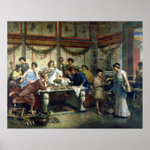 Poster Roberto Bompiani A Roman Banquete