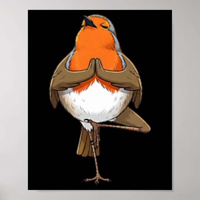 Poster Robin Faz Pose de Ioga Meditação Pássaro Engraçado (Frente)