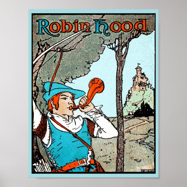Poster Robin Hood Antique Illustração Homens Felizes (Frente)