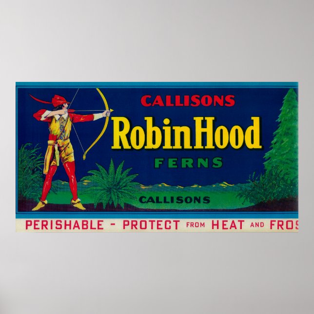 Póster Robin Hood Fern LabelEstado Washington (Frente)