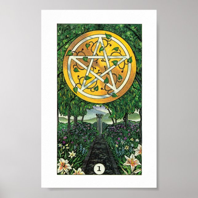 Póster Robin Wood Tarot - Ás dos Pentáculos (Frente)