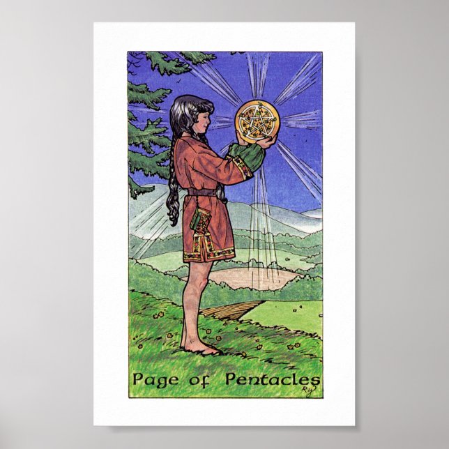 Poster Robin Wood Tarot - Página dos Pentáculos (Frente)