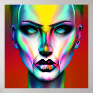 Poster Robô Andrôgino Colorido Legal e Assustador