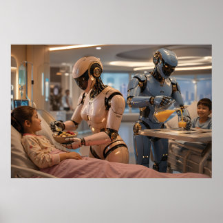 Poster Robô Cuidador de IA Futurista