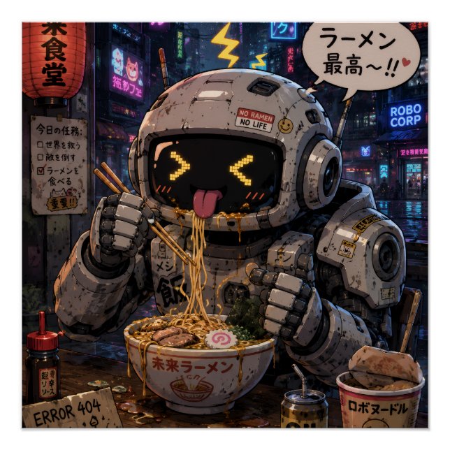 Póster Robô Cyber Ramen (Frente)