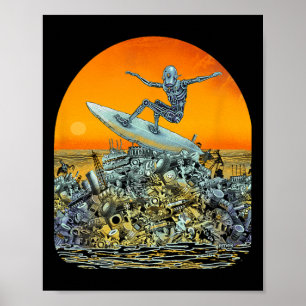 Poster Robô de Surf Surfista de Lixo - Por Emek Artman