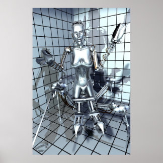 Poster Robô em uma sala de grade