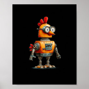 Poster Robô Feliz de Galinha Com Ai Para Amante de Robôs