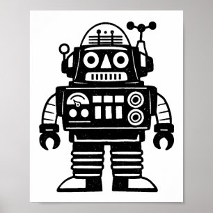 Poster Robô Inspirado no Estilo Retro de Meados do Século