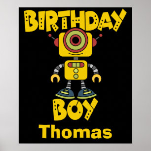 Poster Robô Personalizado - Garoto de Aniversário