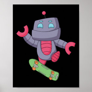 Poster Robô Skate Skatista Fingerboard Skate