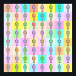 Póster Robôs de Pop de Arte Retroativa v1<br><div class="desc">Um estilo Pop art com vários robôs design em diferentes combinações de 5 cores em um estilo de impressão de tela.</div>