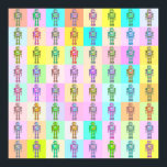 Póster Robôs de Pop de Arte Retroativa v1<br><div class="desc">Um estilo Pop art com vários robôs design em diferentes combinações de 5 cores em um estilo de impressão de tela.</div>