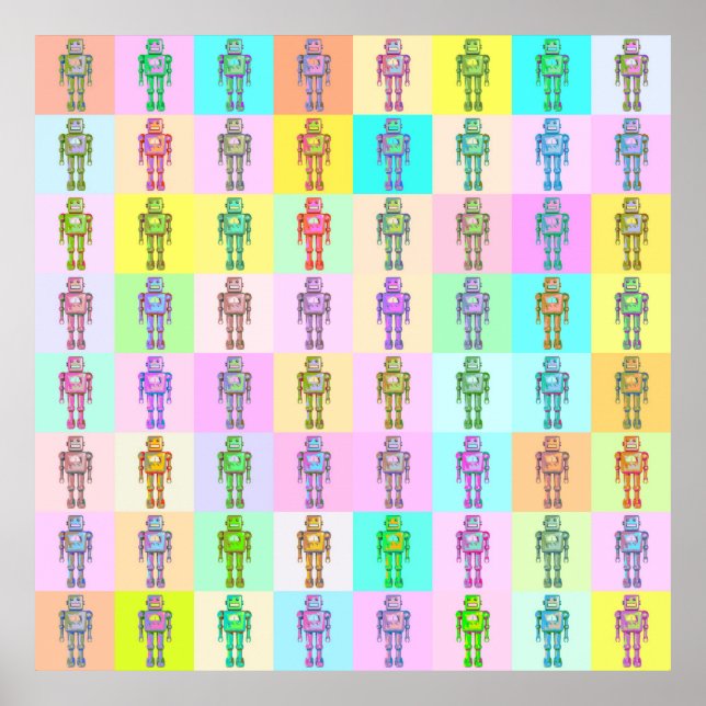 Póster Robôs de Pop de Arte Retroativa v1 (Frente)