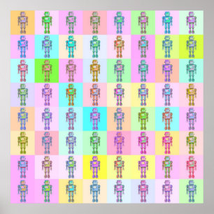 Póster Robôs de Pop de Arte Retroativa v2