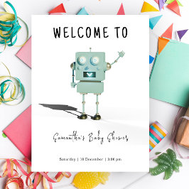 Poster Robot Boy Welcome Baby Shower