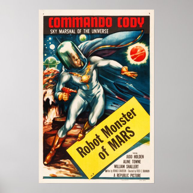 Poster ROBOT MONSTERS DE MARS Commando Cody Retro Sci Fi (Frente)