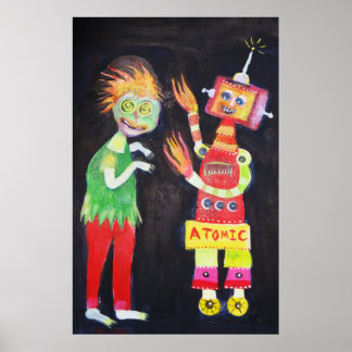 Póster Robot Retro Vintage pop art