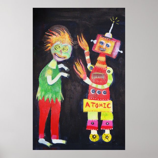 Póster Robot Retro Vintage pop art (Frente)