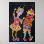 Poster Robot Retro Vintage pop art<br><div class="desc">Robôs à solta! Quadros de robôs design,  brancos e bonitos,  retro.</div>