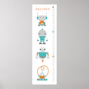 Poster Robots Childrens Custom Growth Height Chart - Art