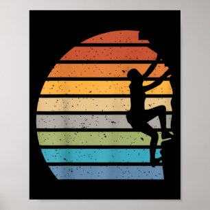Poster Rocha de escalada ao ar livre ao pôr do sol retrô