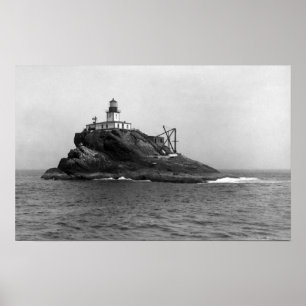 Póster Rocha de Tillamook, dominada por seu farol