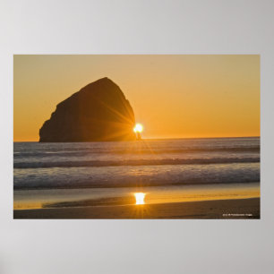 Póster Rocha do Sunburst e do monte de feno no cabo
