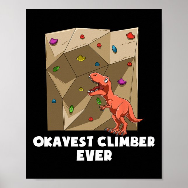 Poster Rocha engraçada de escalada Bouldering T-rex  (Frente)