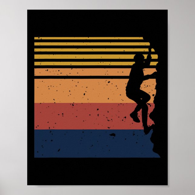 Poster Rocha Escalada Bouldering Escalador Estilo Vintage (Frente)