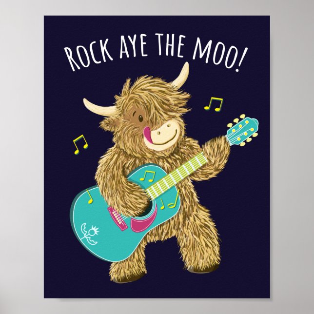 Poster Rocha Guitarista escocesa do planalto, Aye The Moo (Frente)