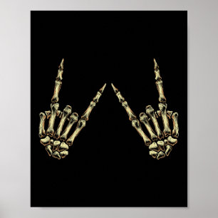 Poster Rocha Sobre Mãos De Esqueleto De Rocha E Roll - Pa