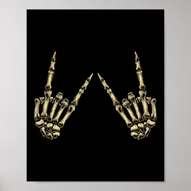 Poster Rocha Sobre Mãos De Esqueleto De Rocha E Roll - Pa (Frente)