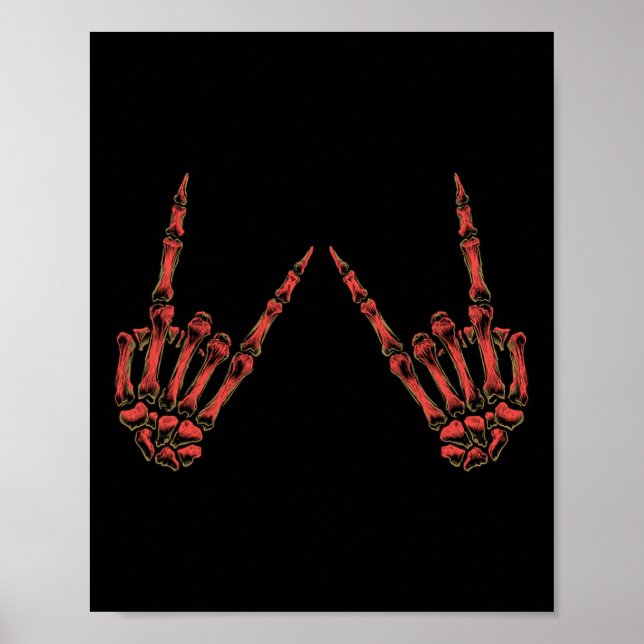 Poster Rocha Sobre Mãos De Esqueleto De Rocha E Roll - Pa (Frente)